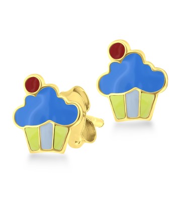 Gold Plated Kid Stud Earring Cup Cake STE-305-GP